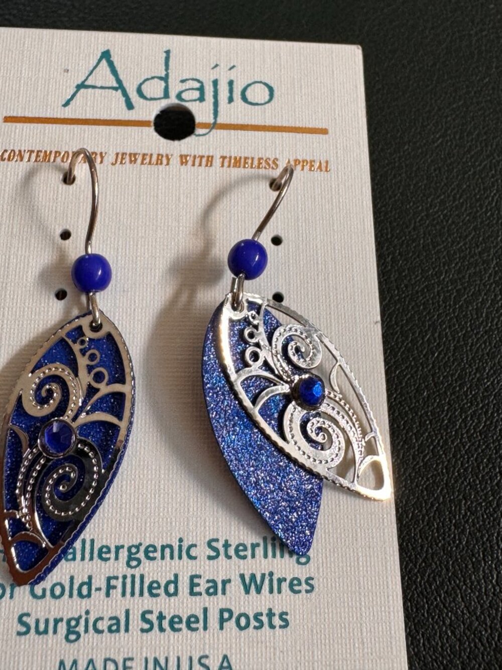 Artful! Left Hand Studios Adajio Modern Blue Earrings (Silver + Blue) - Picture 4 of 4